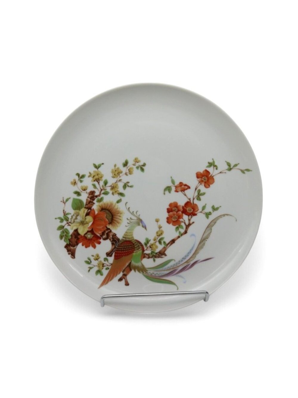 Kaiser Olivia Plate Floral & Peacock Bird Germany Vintage 11"